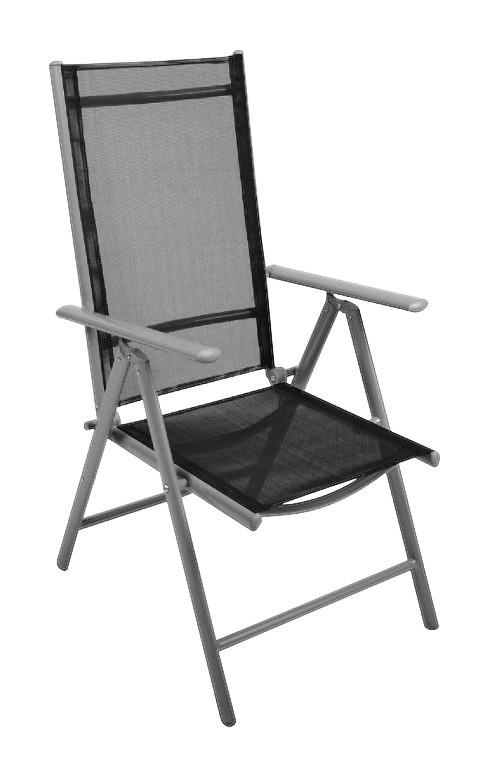 VCM Klappsessel 4er Set schwarz Aluminium B/H/T: ca. 56x105x65 cm 4er Set - schwarz (56,00/105,00/65,00cm) - VCM