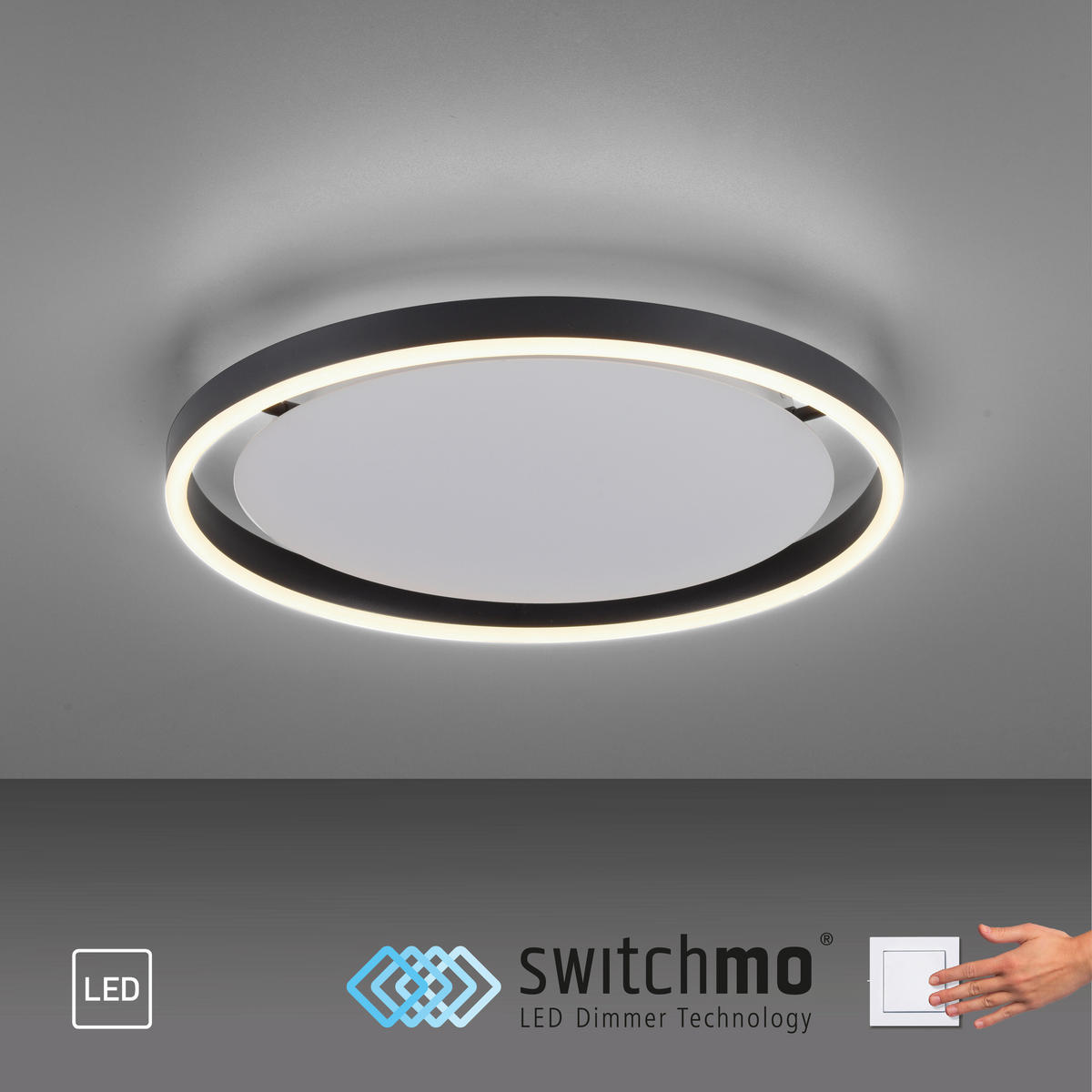 Just Light LED-Deckenleuchte RITUS 15391-13 weiß anthrazit Metall H/D: ca. 5,3x39,3 cm 1 Brennstellen RITUS - weiß/anthrazit (39,30/5,30cm) - Just Light
