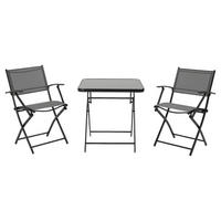 Outsunny Sitzgruppe schwarz Metall B/H/L: ca. 60x70x60 cm Sitzgruppe - schwarz/grau (60,00/60,00/70,00cm) - Outsunny