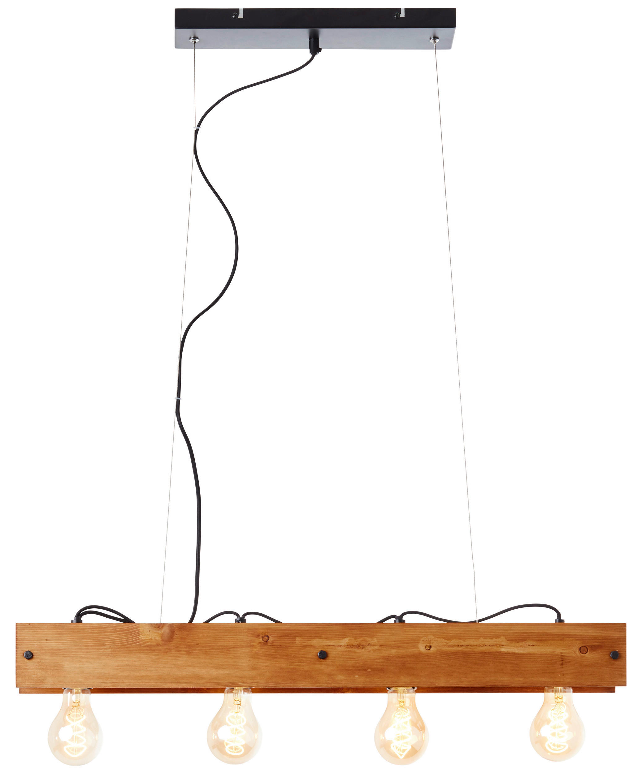 Brilliant Pendelleuchte Calandra 99451/76 schwarz Metall Holz B/H/L: ca. 75x150x13,5 cm E27 4 Brennstellen Pendelleuchte Calandra 99451/76 - schwarz (13,50/75,00/150,00cm) - Brilliant