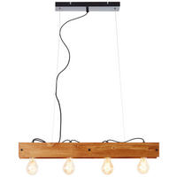 Brilliant Pendelleuchte Calandra 99451/76 schwarz Metall Holz B/H/L: ca. 75x150x13,5 cm E27 4 Brennstellen Pendelleuchte Calandra 99451/76 - schwarz (13,50/75,00/150,00cm) - Brilliant