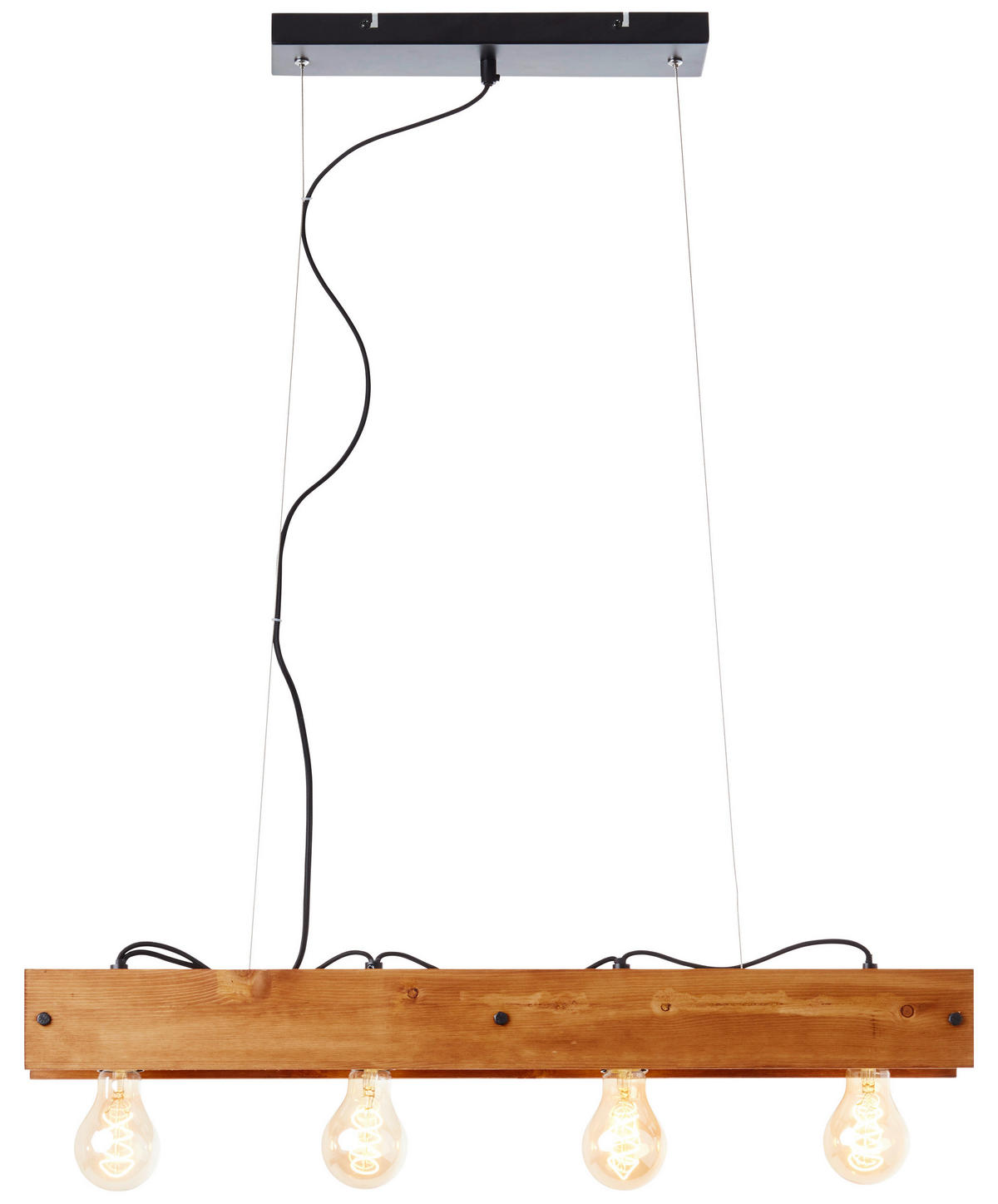Brilliant Pendelleuchte Calandra 99451/76 schwarz Metall Holz B/H/L: ca. 75x150x13,5 cm E27 4 Brennstellen Pendelleuchte Calandra 99451/76 - schwarz (13,50/75,00/150,00cm) - Brilliant