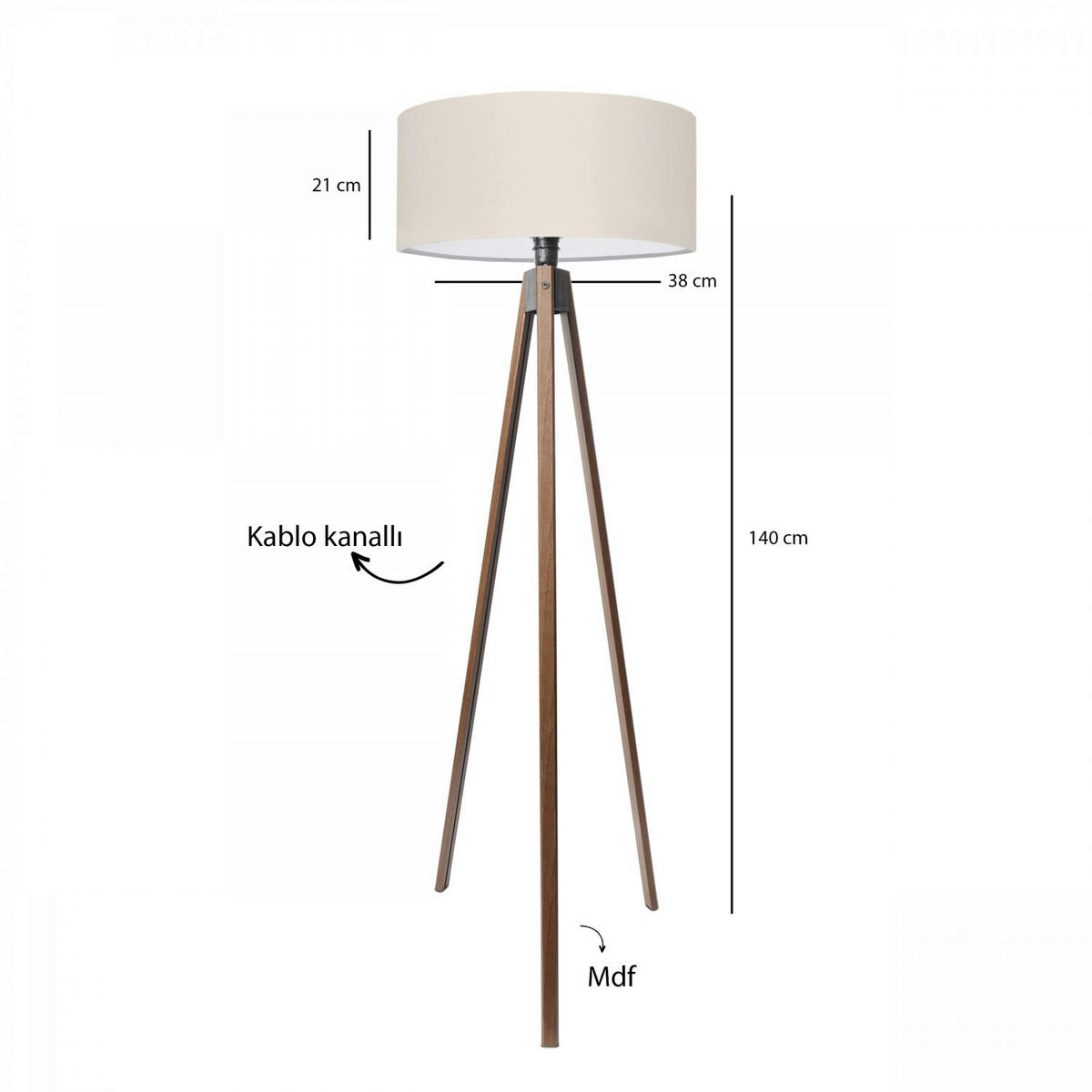 Opviq Stehleuchte creme Stoff B/H/T/L/D: ca. 38x200x38x38x38 cm E27 1 Brennstellen AYD - creme (38,00/38,00/200,00cm) - Opviq