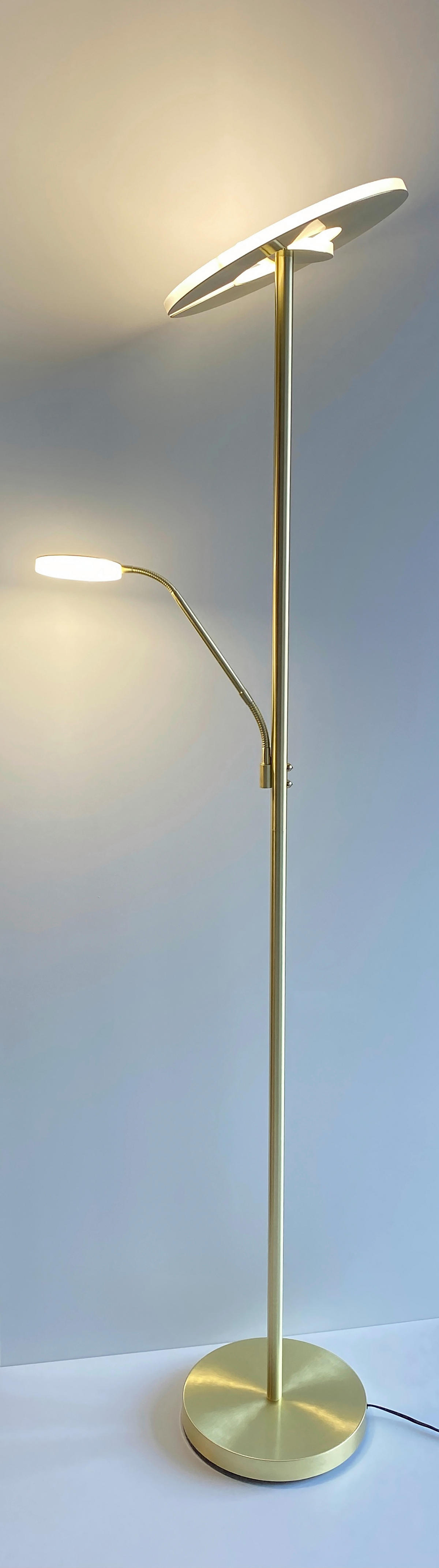 Fischer & Honsel LED-Stehleuchte 40316 messing weiß Glas Metall B/H/T: ca. 35x180x50 cm 1 Brennstellen Dent - messing/weiß (35,00/180,00/50,00cm) - Fischer & Honsel