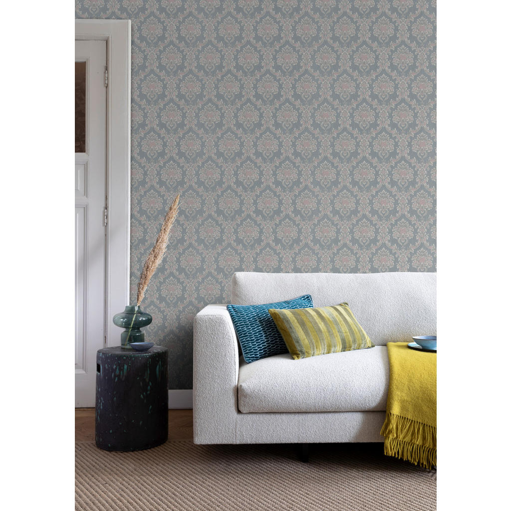 Thumbnail - Papiertapete Ornament grau silber rosa B/L: ca. 53x1005 cm