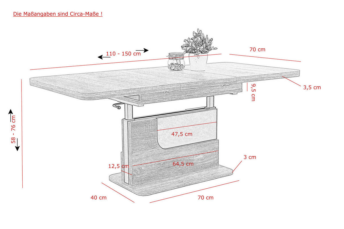 Hela Couchtisch Herbert Eiche Artisan anthrazit Holzwerkstoff B/H/T: ca. 110x58x70 cm Herbert - Eiche/anthrazit (110,00/58,00/70,00cm) - Hela