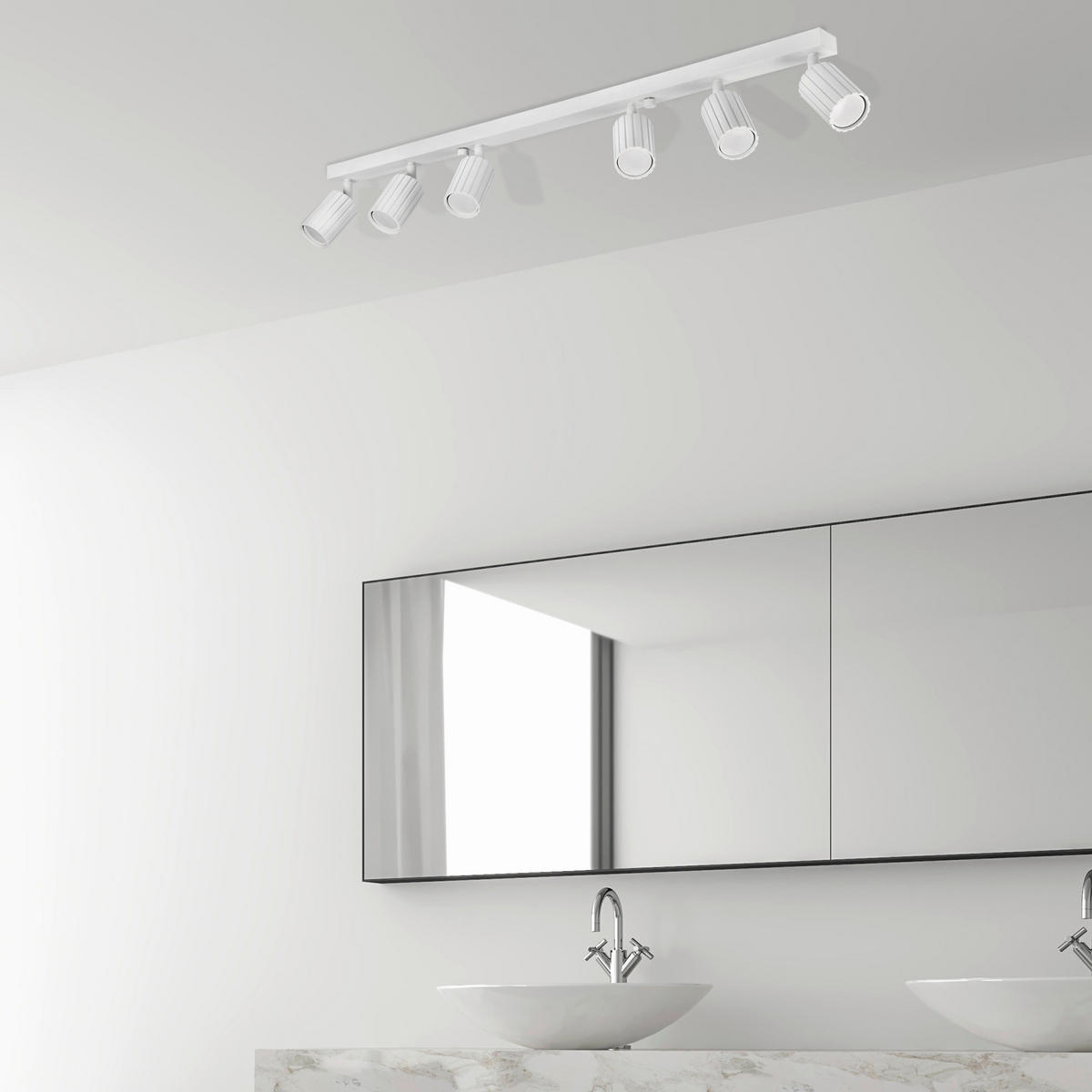 Lamkur Strahler weiß Stahl B/H/L: ca. 6,5x16,5x117 cm 6 Brennstellen Prisma - weiß (117,00/6,50/16,50cm) - Lamkur