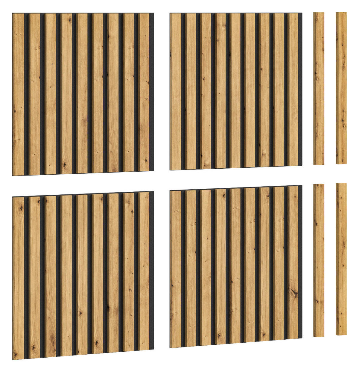 Paneel SILENCE 4er-Set Eiche Artisan Nachbildung anthrazit B/H/T: ca. 40x40x2 cm SILENCE 4er-Set - Eiche/anthrazit (40,00/40,00/2,00cm) - xonox.home