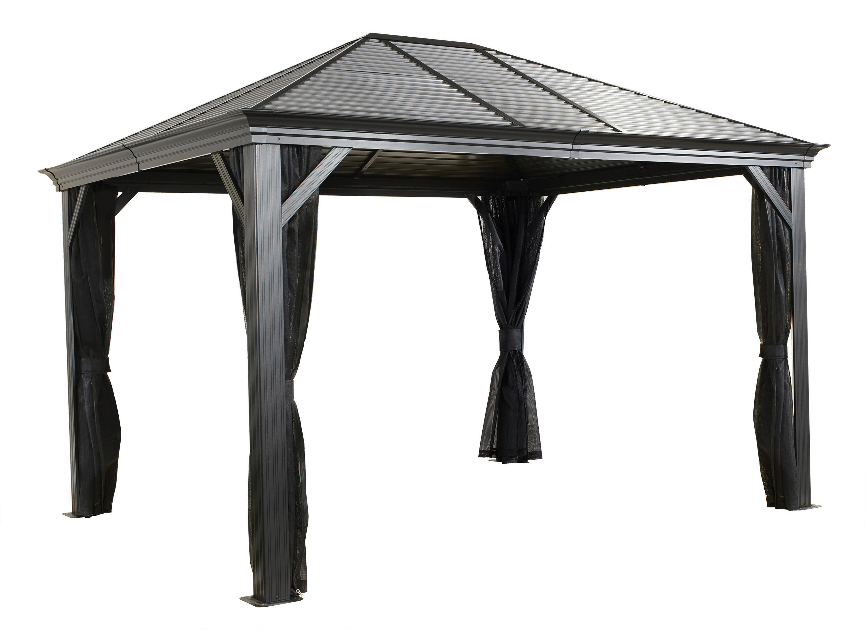 Sojag Pavillon Mykonos edles Basaltgrau Stahl B/H/L: ca. 364x291x299 cm Mykonos - edles Basaltgrau (299,00/364,00/291,00cm) - Sojag