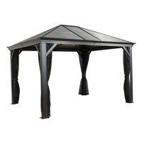 Sojag Pavillon Mykonos edles Basaltgrau Stahl B/H/L: ca. 364x291x299 cm Mykonos - edles Basaltgrau (299,00/364,00/291,00cm) - Sojag