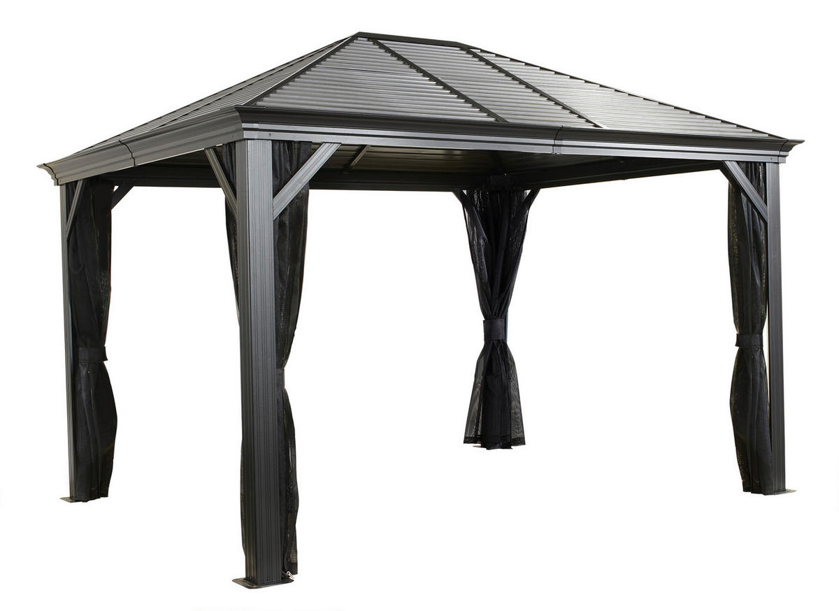 Sojag Pavillon Mykonos edles Basaltgrau Stahl B/H/L: ca. 364x291x299 cm Mykonos - edles Basaltgrau (299,00/364,00/291,00cm) - Sojag