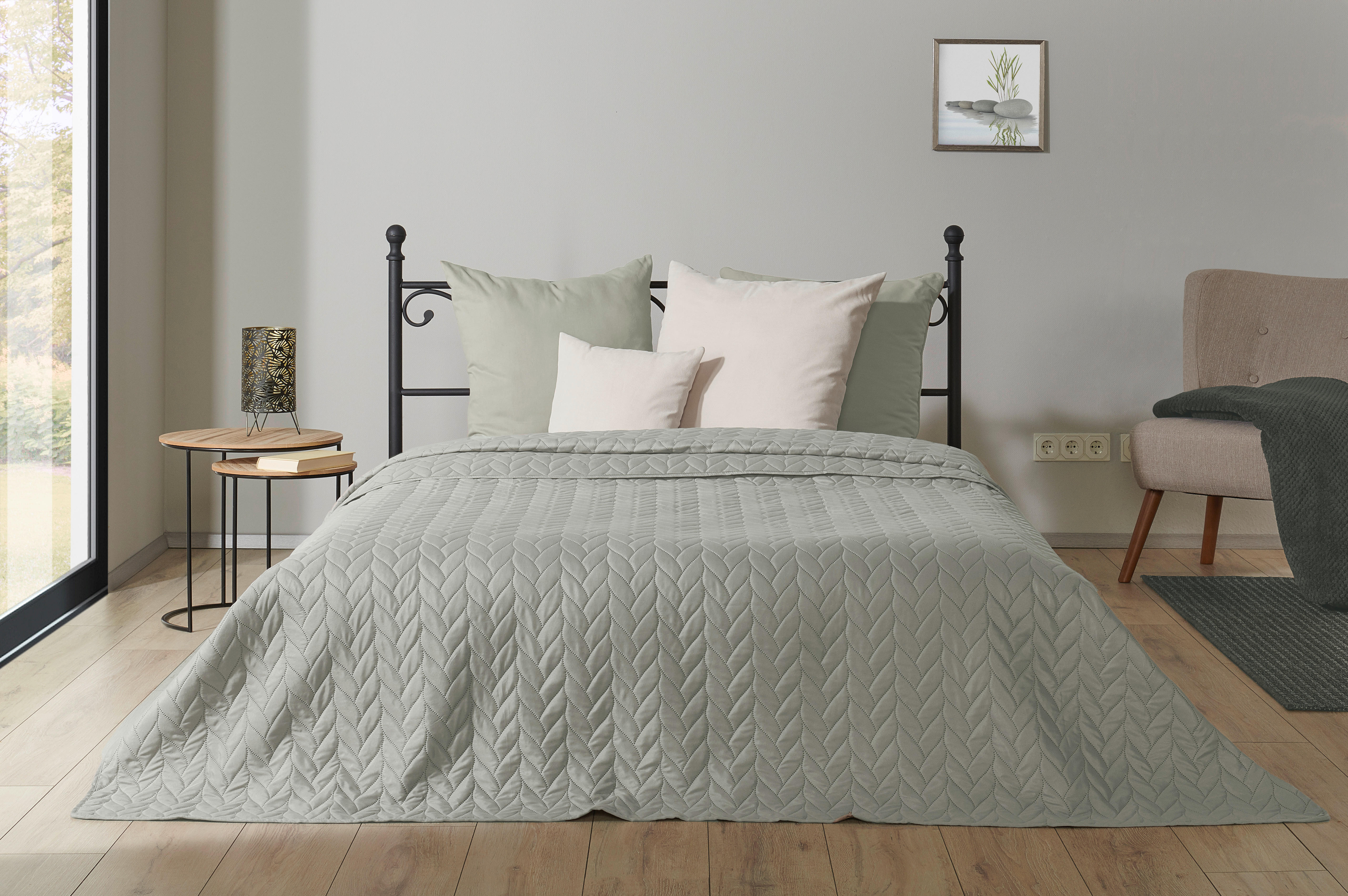 Tagesdecke Tagesdecke Zopfmuster silber - silber (220,00/240,00cm)