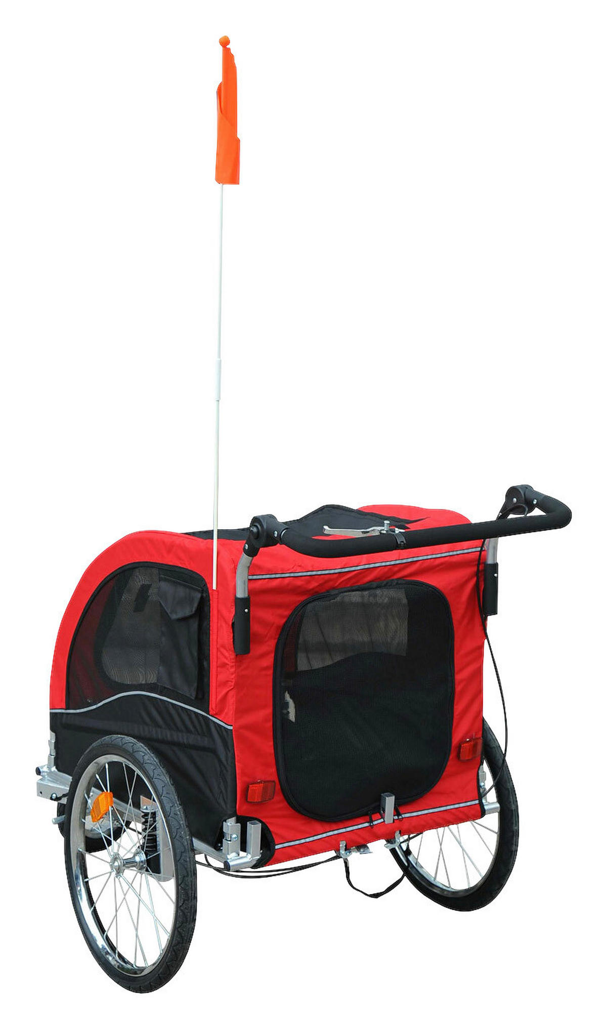 PawHut Fahrradanhänger 20 Zoll schwarz schwarz B/H/L: ca. 90x110x130 cm Radanhänger f. Hunde 5663-1289 - rot/schwarz (130,00/90,00/110,00cm) - PawHut