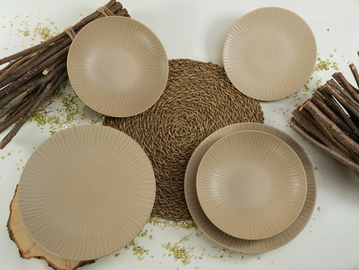 CreaTable Tafelservice Vesuvio Sand sandbeige Steinzeug Vesuvio Sand - sandbeige - CreaTable