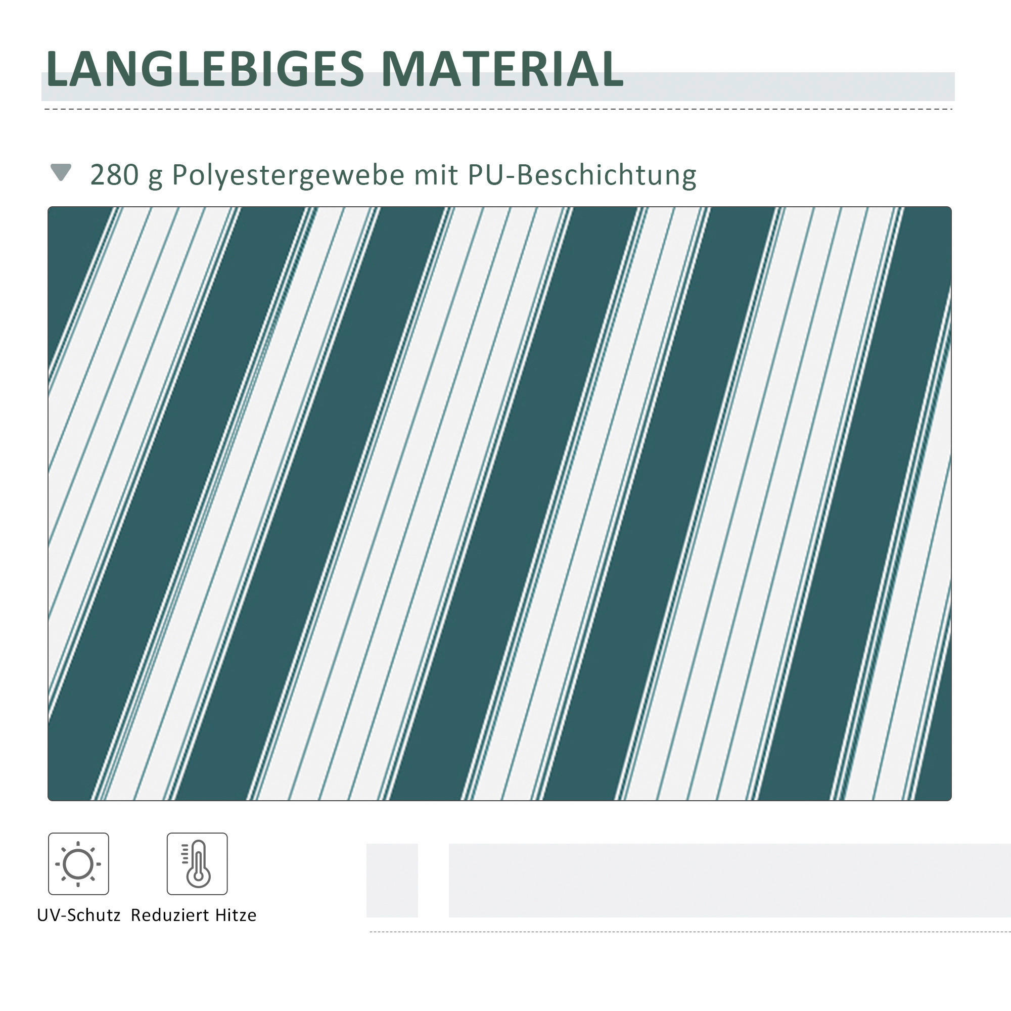 Gelenkmarkise weiß B/L: ca. 245x395 cm Gelenkmarkise - weiß/grün (245,00/395,00cm)