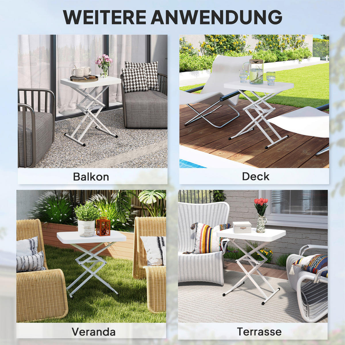 Outsunny Couchtisch weiß Metall B/H/L: ca. 45x70x65 cm Couchtisch - weiß (65,00/45,00/70,00cm) - Outsunny