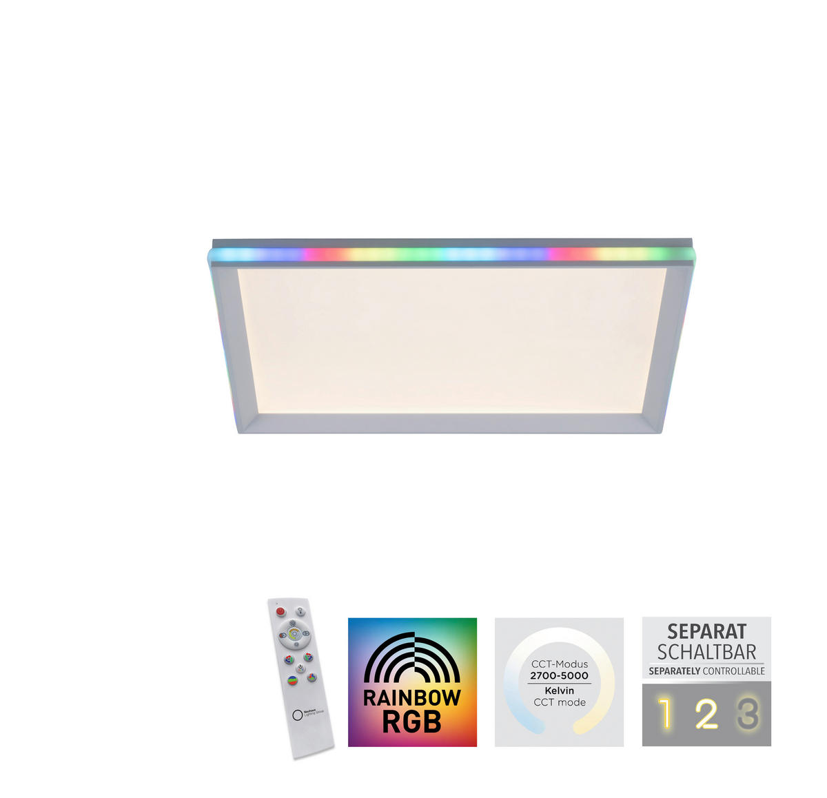 Just Light LED-Deckenleuchte GALACTICA 15556-16 weiß Kunststoff B/H/T: ca. 45x6,5x45 cm 2 Brennstellen GALACTICA - weiß (45,00/6,50/45,00cm) - Just Light
