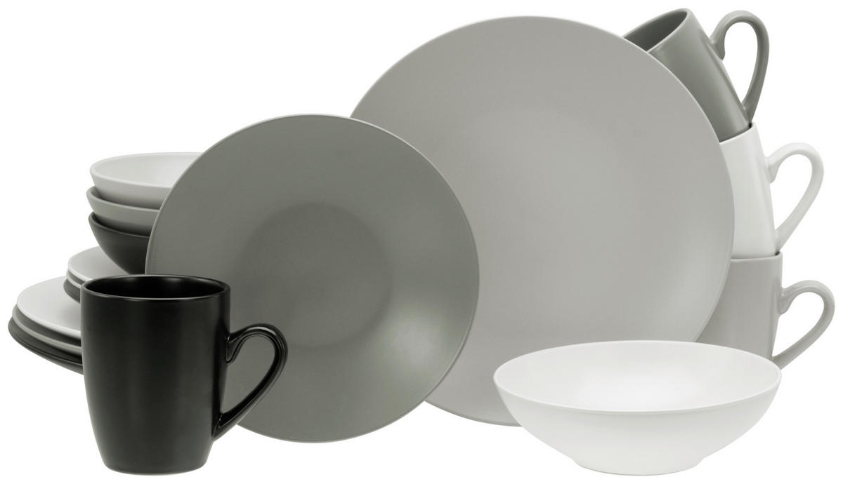CreaTable Kombiservice Manhattan multicolor Steinzeug 16 tlg. Manhattan - multicolor - CreaTable