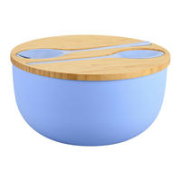 Kesper Salatschale braun Bambus B/H/L: ca. 24x13x24 cm Salatschale - braun/blau (24,00/24,00/13,00cm) - Kesper