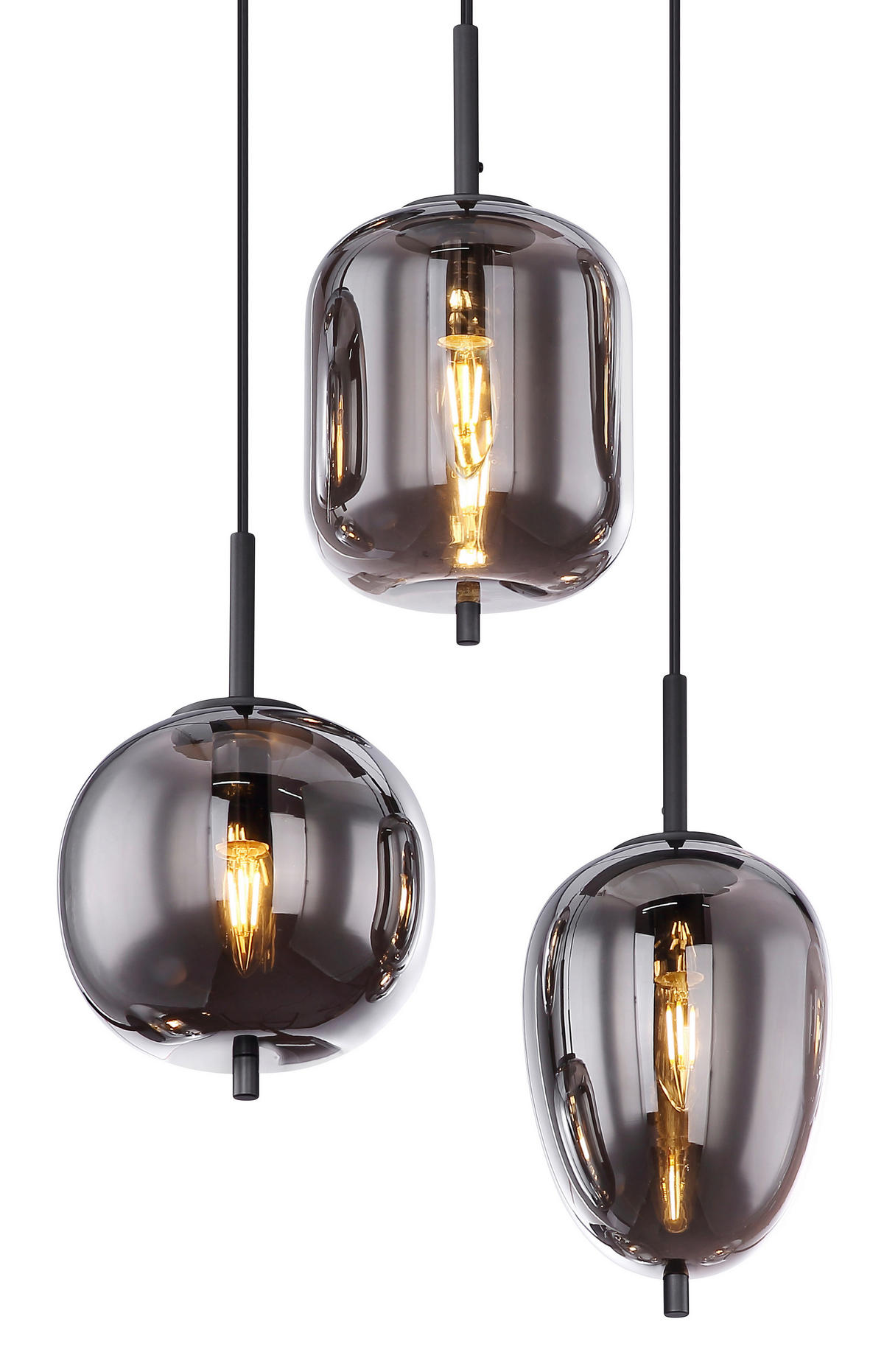 GLOBO Pendelleuchte mattschwarz Metall Acryl Glas B/H/T: ca. 34x120x80 cm 6.0 Brennstellen 15345-6L - mattschwarz (34,00/120,00/80,00cm) - GLOBO