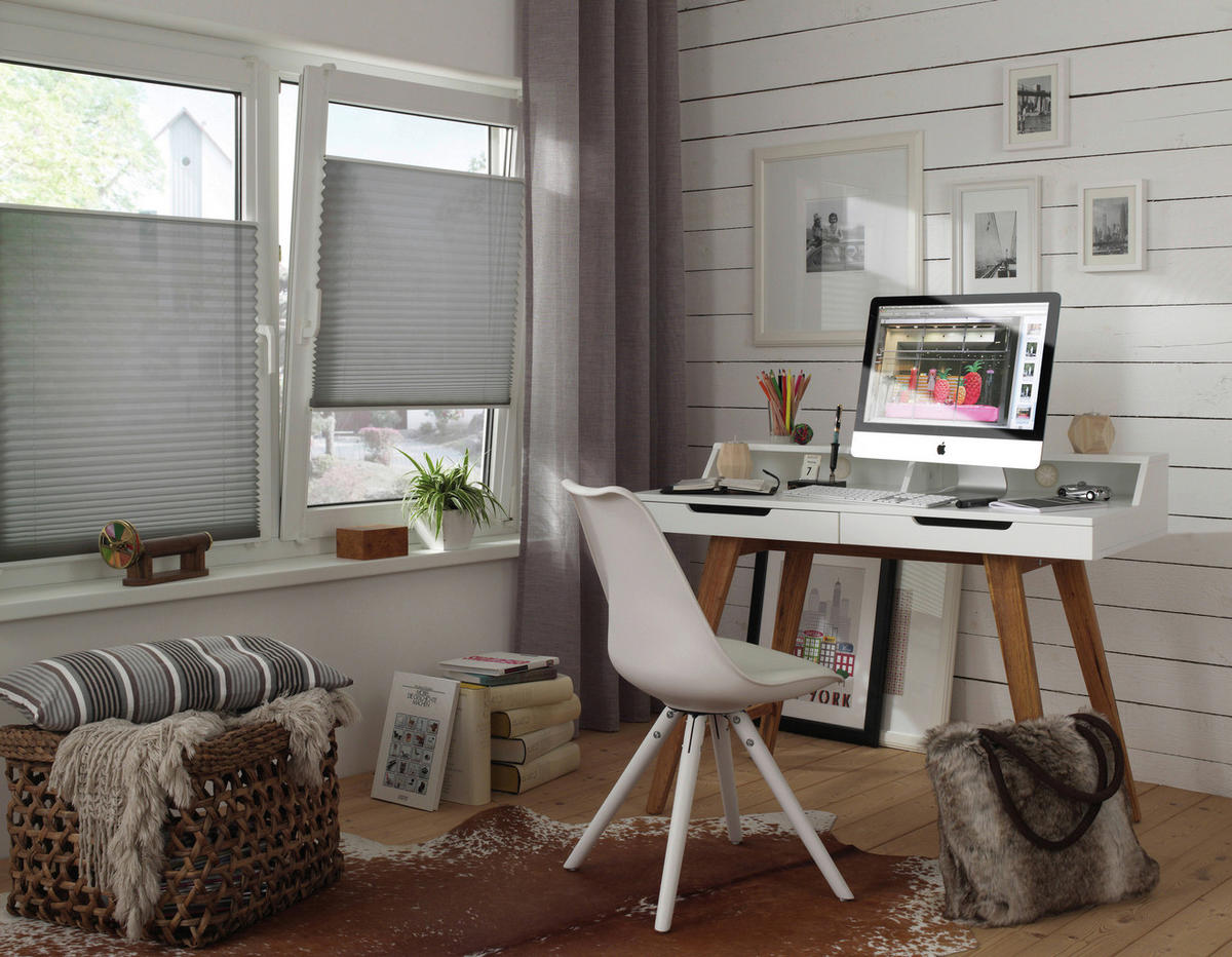 Spannplissee silber B/L: ca. 60x210 cm Plissee-uni_TL - silber (60,00/210,00cm) - Boviva