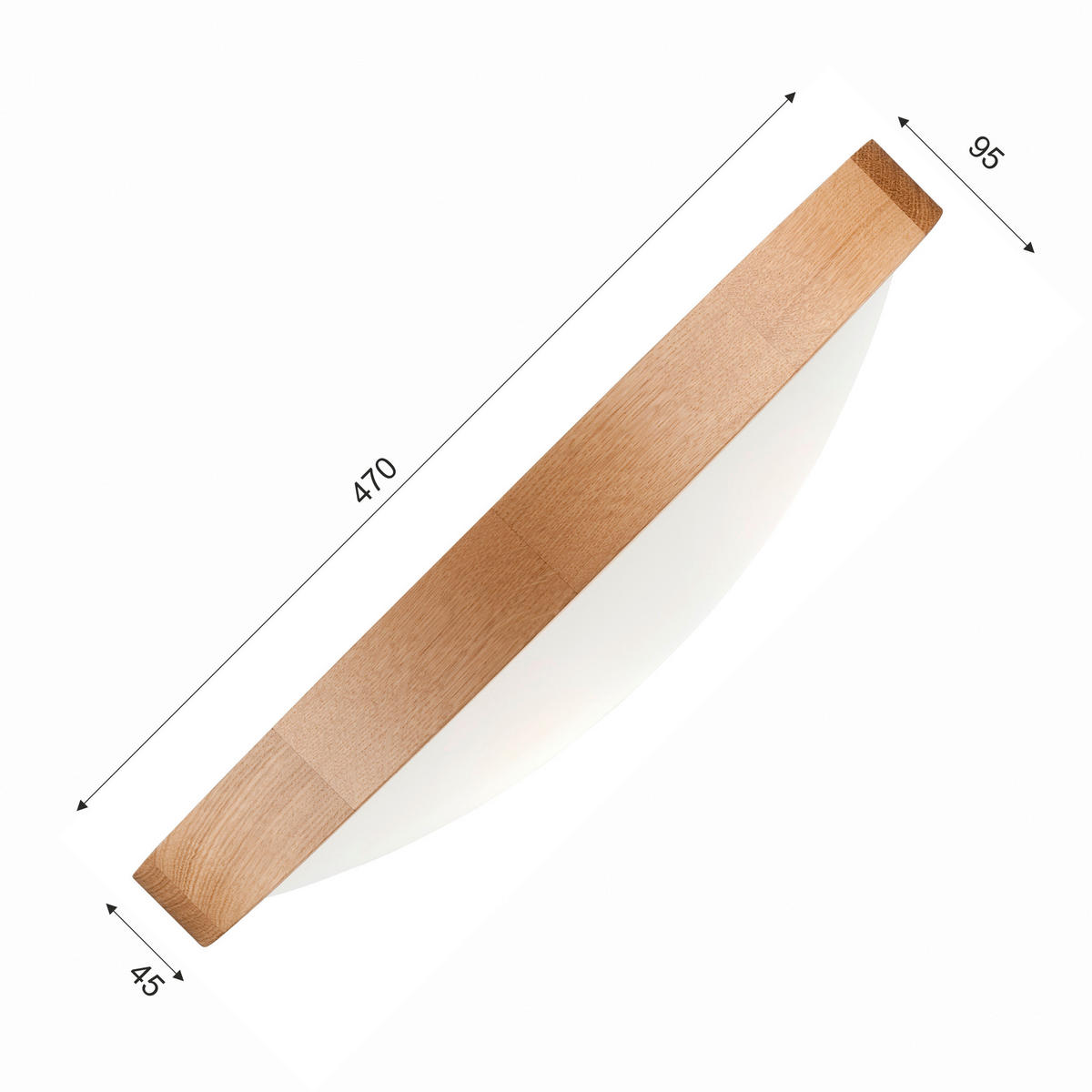 Lamkur Deckenleuchte ANELLO 41308 Eiche Glas Holz H/L: ca. 8x47 cm E27 3 Brennstellen Anello - Eiche (47,00cm) - Lamkur