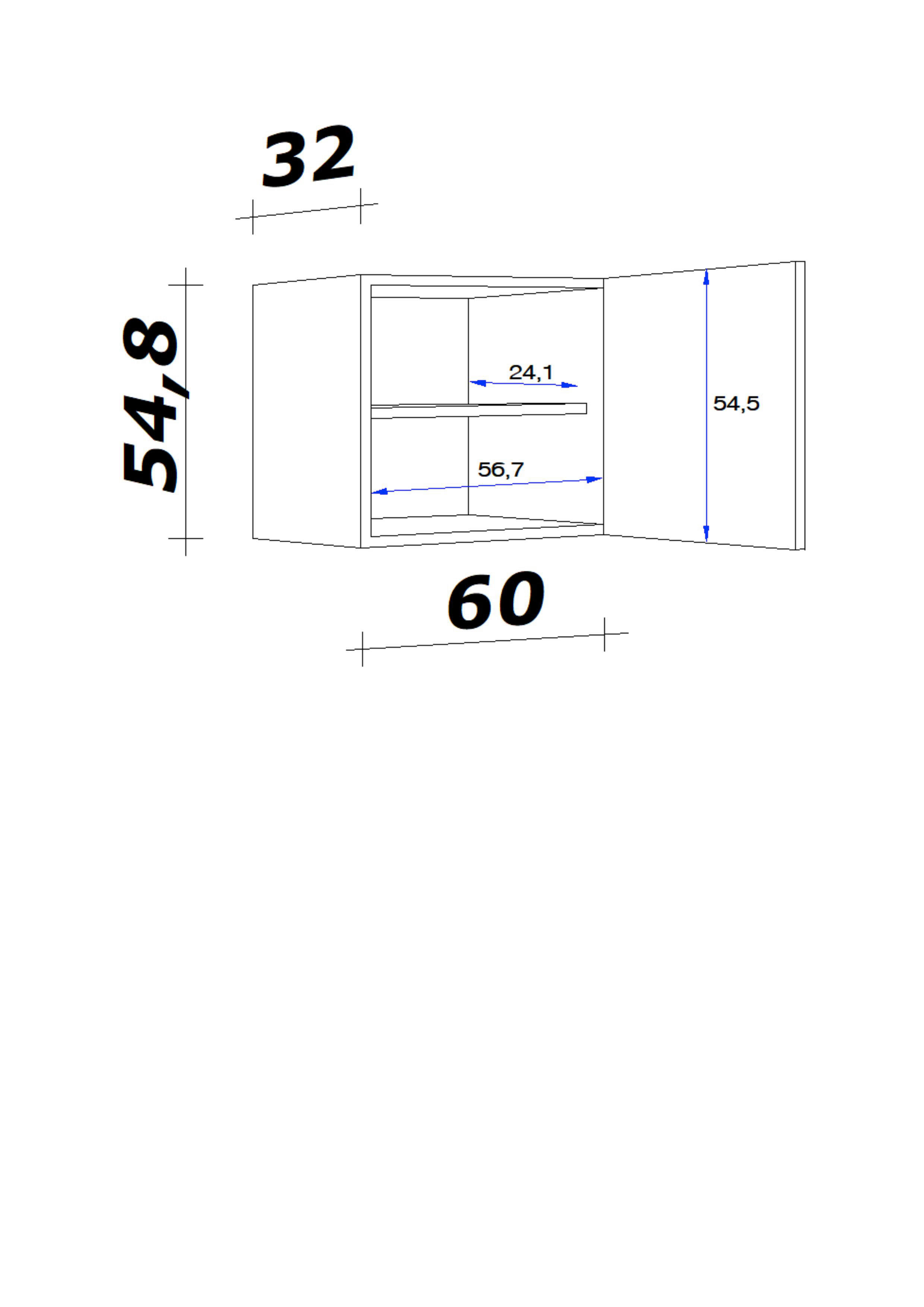 Hängeschrank Vita weiß matt B/H/T: ca. 60x54,8x32 cm Vita - weiß/Edelstahl (60,00/54,80/32,00cm) - Flex-Well