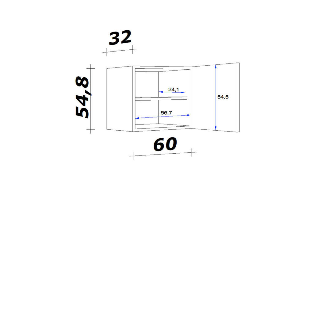 Thumbnail - Hängeschrank Vita weiß matt B/H/T: ca. 60x54,8x32 cm