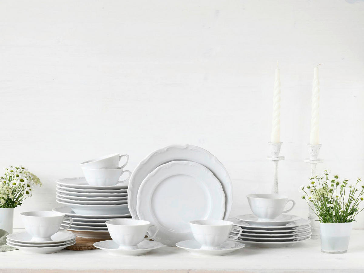 CreaTable Kombiservice Maria Theresia weiß Porzellan 30 tlg. Maria Theresia - weiß - CreaTable