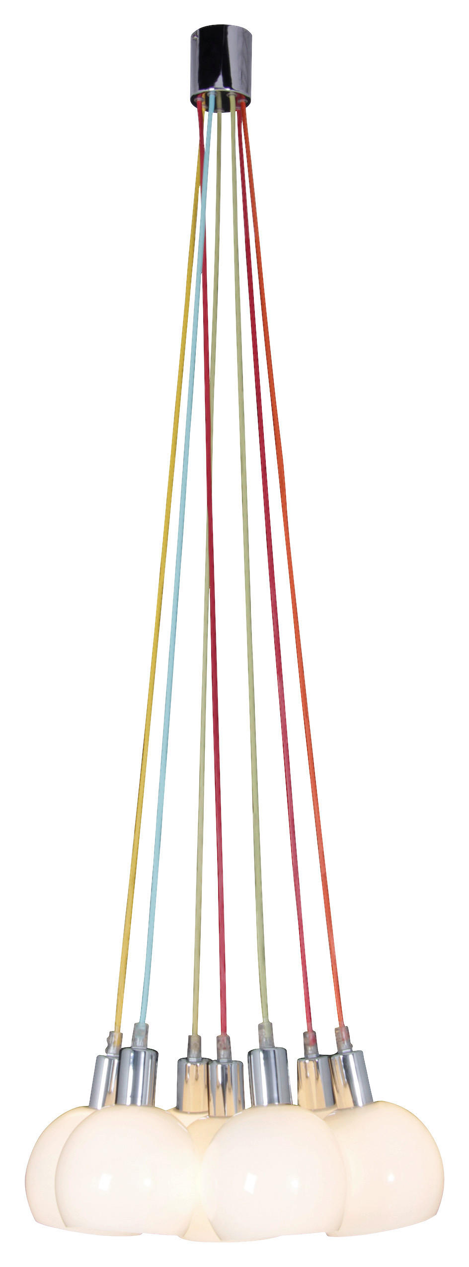 Näve Leuchten Pendelleuchte 7036023 weiß Metall Glas B/H/T: ca. 16x120x16 cm E14 7 Brennstellen Rainbow-Bowl - weiß (16,00/120,00/16,00cm) - Näve Leuchten