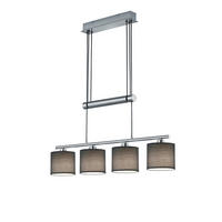 TRIO Pendelleuchte Garda 305400411 nickel matt grau Metall Textil B/H/T: ca. 77x150x13 cm E14 4 Brennstellen Pendelleuchte_Garda grau - nickel matt/grau (77,00/150,00/13,00cm) - Trio