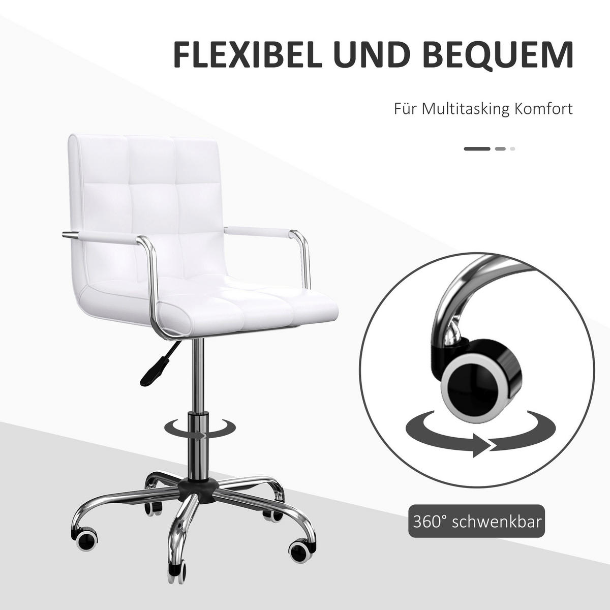 Drehstuhl 02-0701 weiß 02-0701 - weiß (52,50/84,00/54,00cm) - HOMCOM