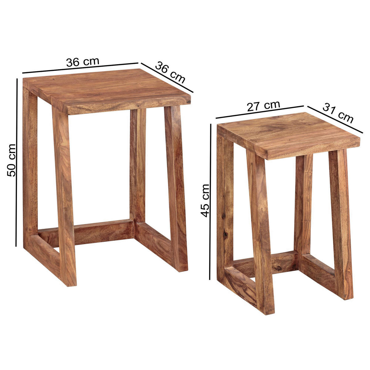 Beistelltisch 2er-Set natur Echtholz 2er-Set - natur - Wohnling