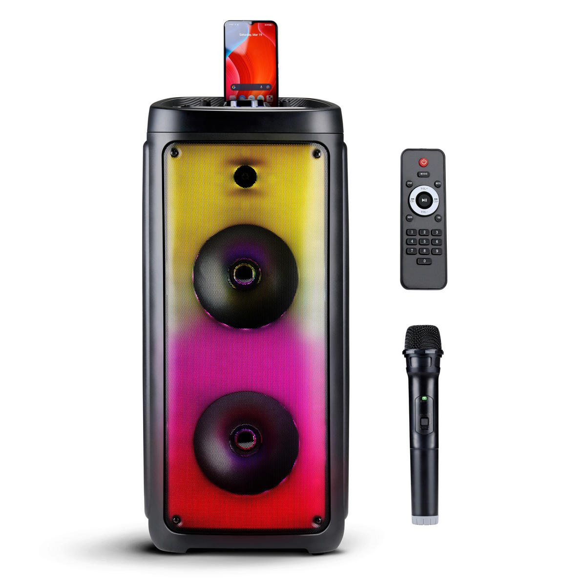 Lautsprecher 871125225651 schwarz B/H/T: ca. 30x67x29 cm Bluetooth-LED-Partylautsprecher - schwarz (30,00/67,00/29,00cm)