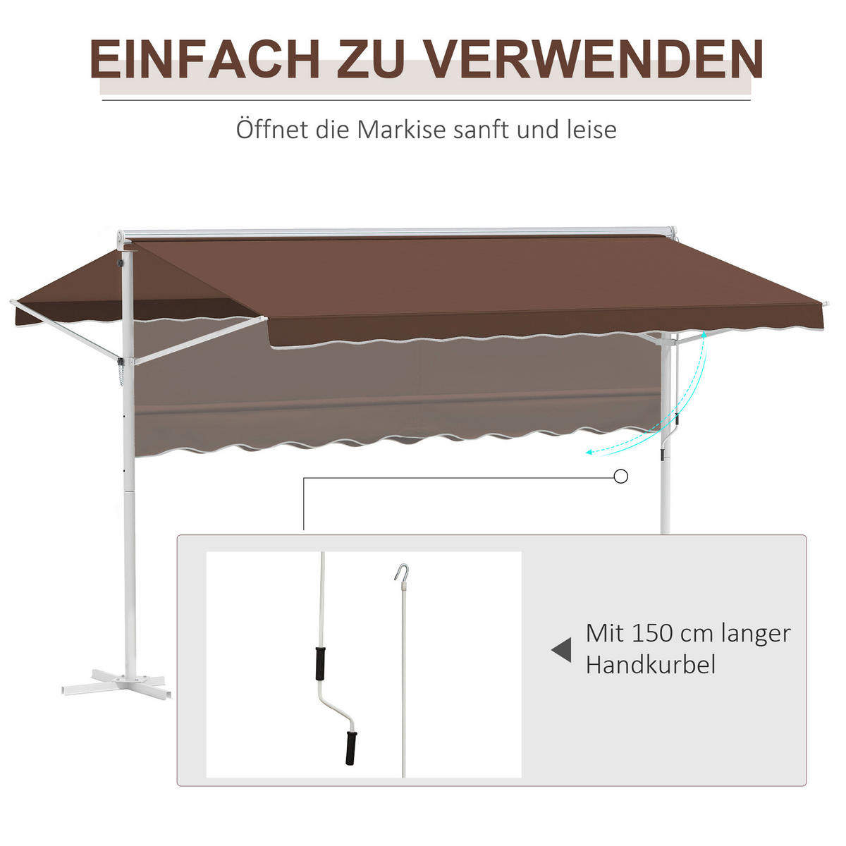 Outsunny Markise braun B/H/L: ca. 298x395x255 cm Standmarkise - braun (255,00/298,00/395,00cm) - Outsunny