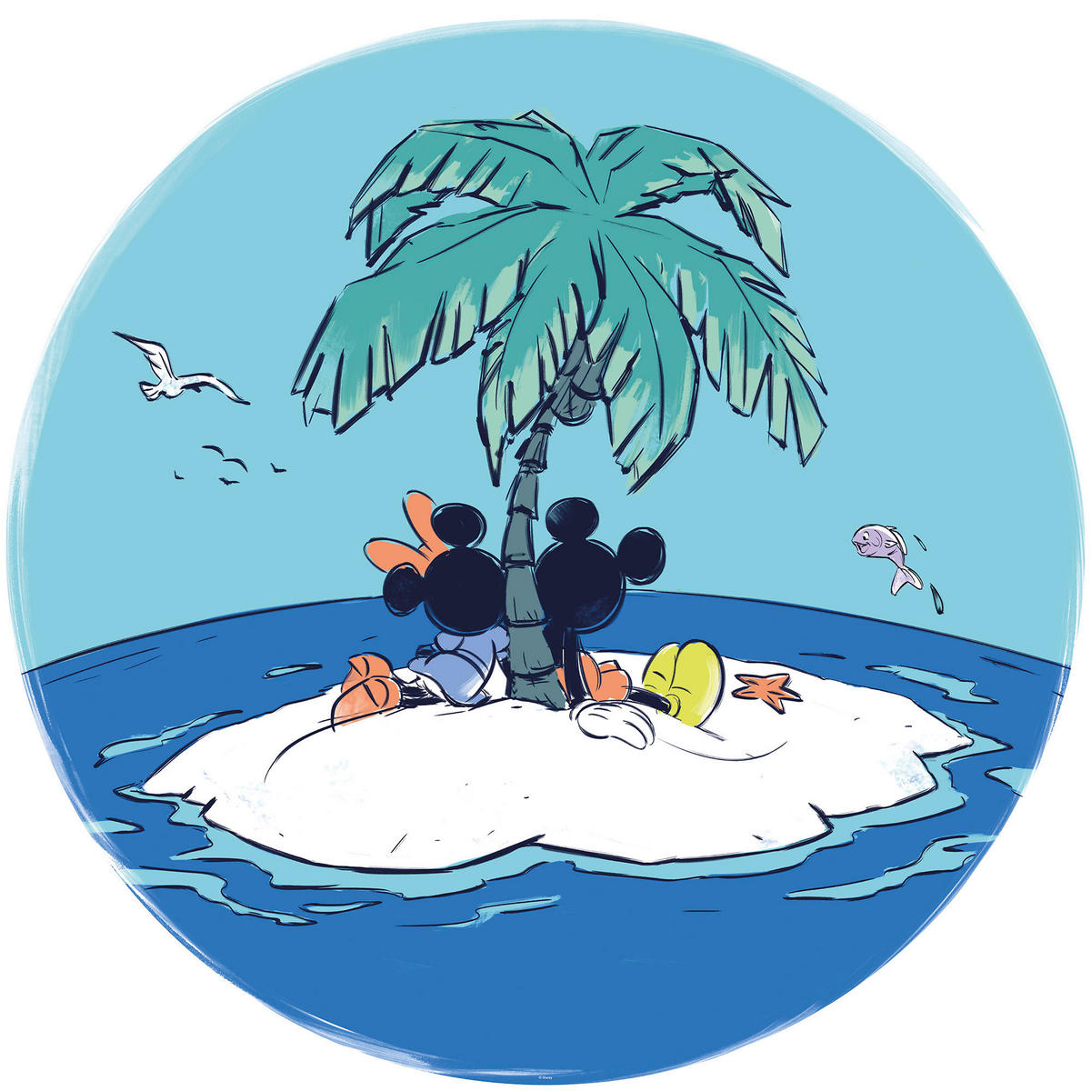 Komar Fototapete Mickey and Minnie Beach Vacation D: ca. 125 cm Mickey and Minnie Beach Vacation - (125,00cm) - Komar