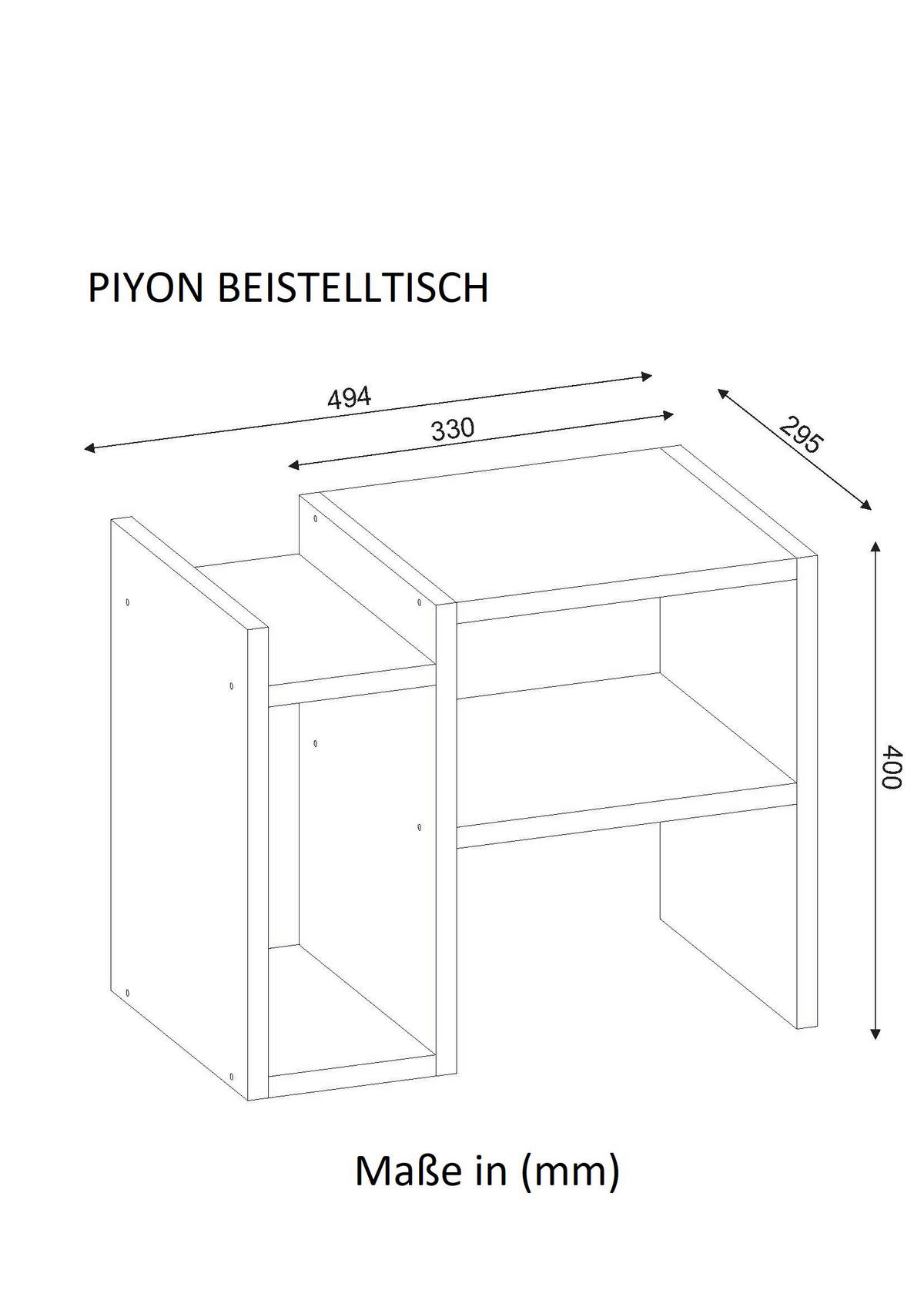 Beistelltisch Piyon weiß Spanplatte B/H/T: ca. 49,4x40x29,5 cm Piyon - weiß (49,40/40,00/29,50cm) - moebel17