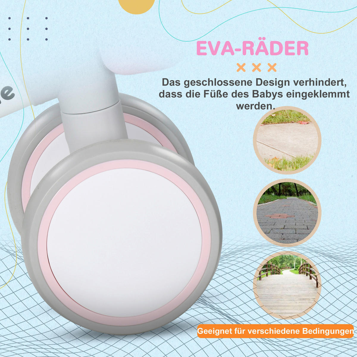 AIYAPLAY Kinderlaufrad weiß B/H/L: ca. 27x39x56 cm Kinderlaufrad - weiß/rosa (56,00/27,00/39,00cm) - AIYAPLAY