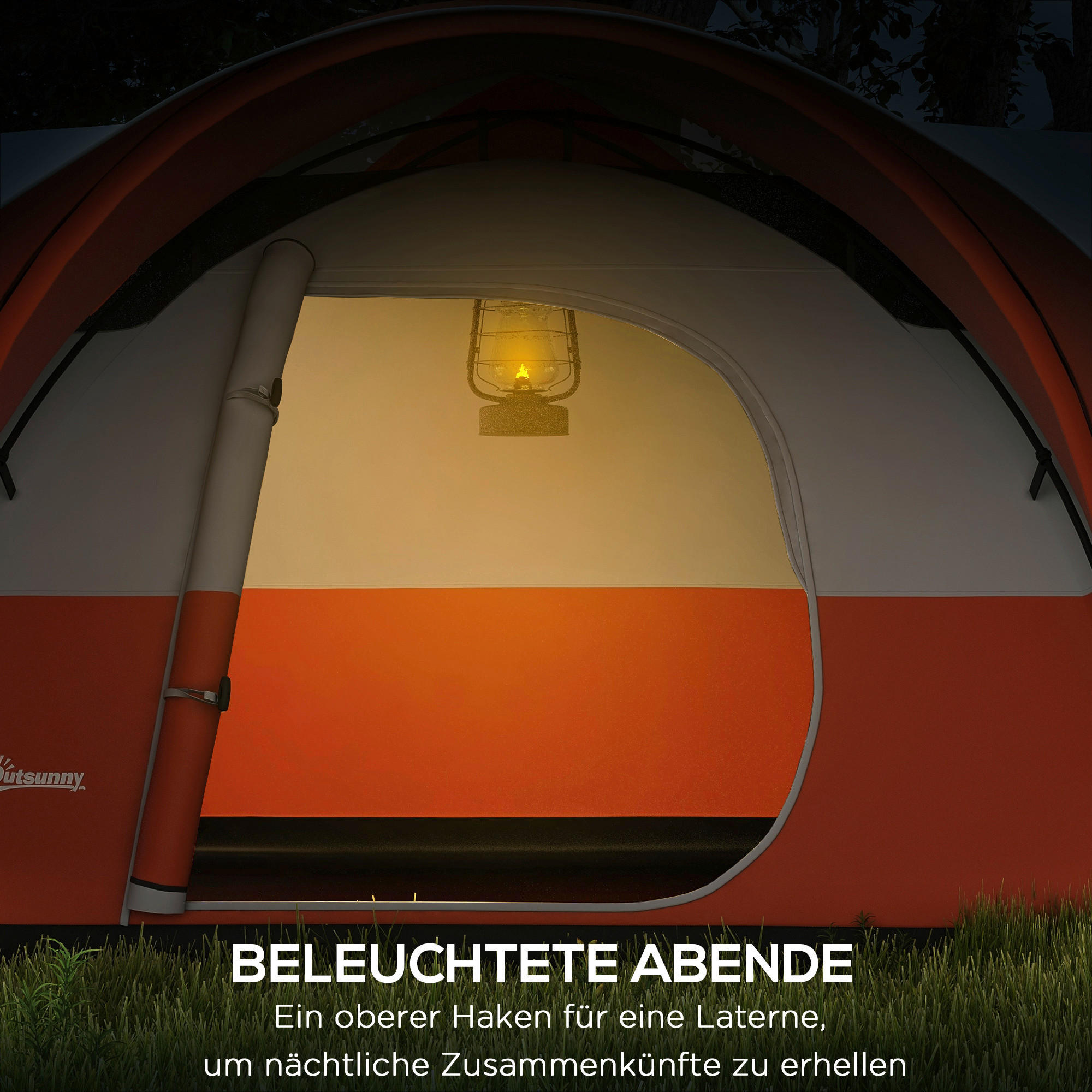 Outsunny Campingzelt B/H/L: ca. 300x198x550 cm Campingzelt - orange (550,00/300,00/198,00cm) - Outsunny