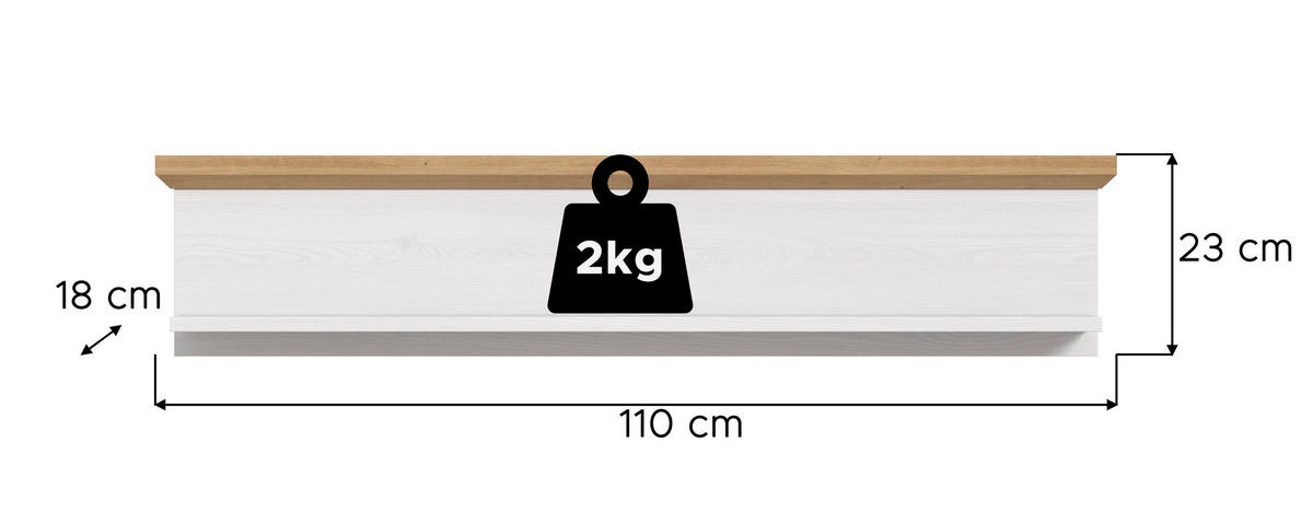 Wandboard VERONA Lärche Nachbildung Eiche Nachbildung B/H/T: ca. 110x23x18 cm VERONA - Eiche/Lärche (110,00/23,00/18,00cm) - xonox.home
