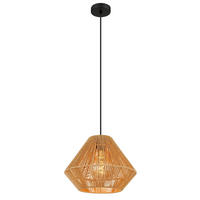 GLOBO Pendelleuchte schwarz natur Hanfseil Metall H/D: ca. 120x35 cm E27 1 Brennstellen HOUDINI - natur/schwarz (35,00/120,00cm) - GLOBO