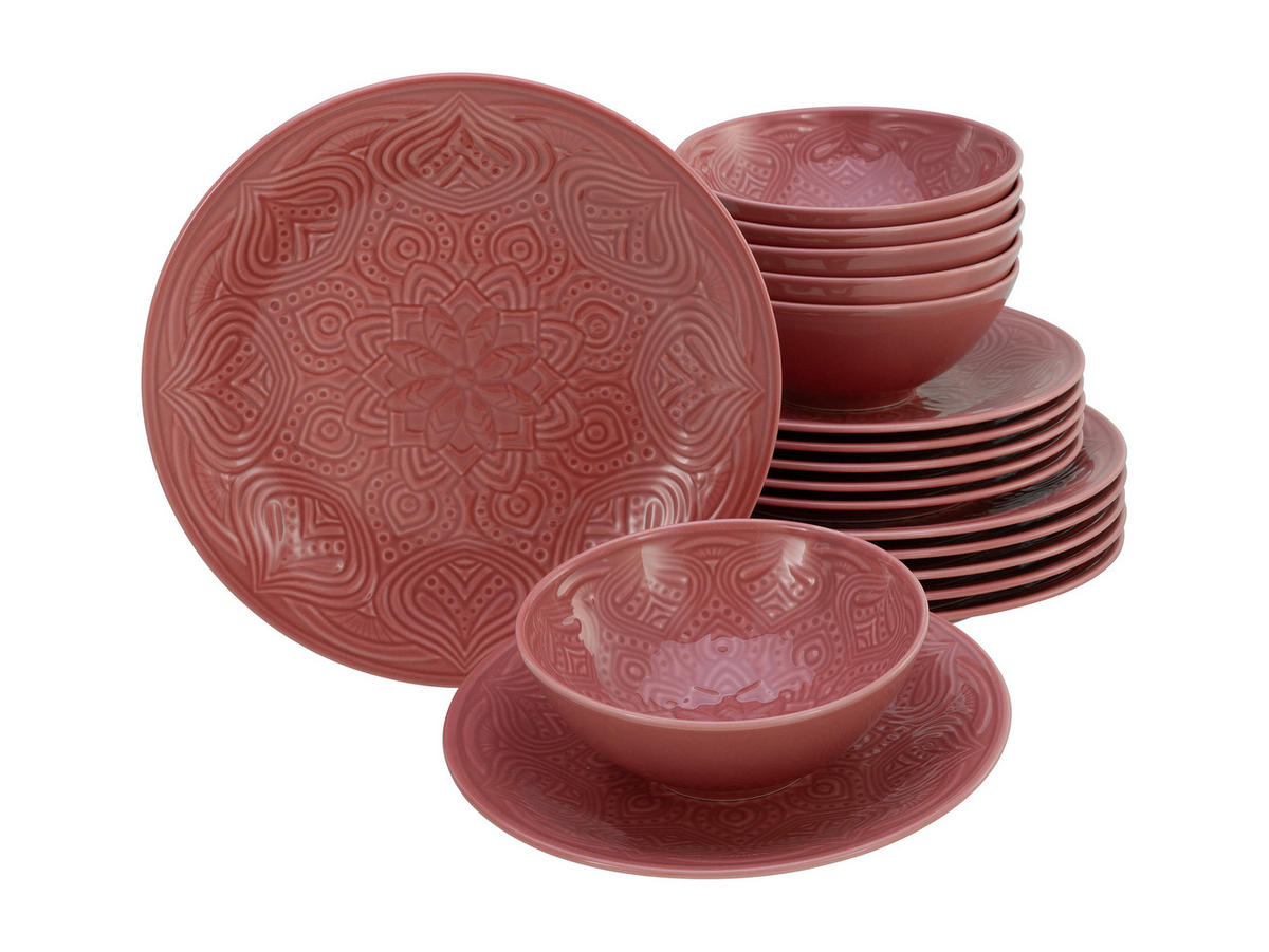 CreaTable Tafelservice Orient Mandala rot Porzellan 18 tlg. Orient Mandala - rot - CreaTable