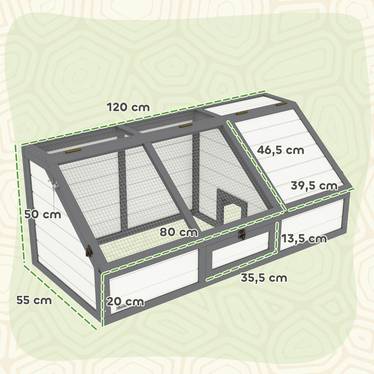 PawHut Schildkrötenhaus weiß Holz B/H/L: ca. 55x50x120 cm Schildkrötenhaus - weiß (120,00/55,00/50,00cm) - PawHut