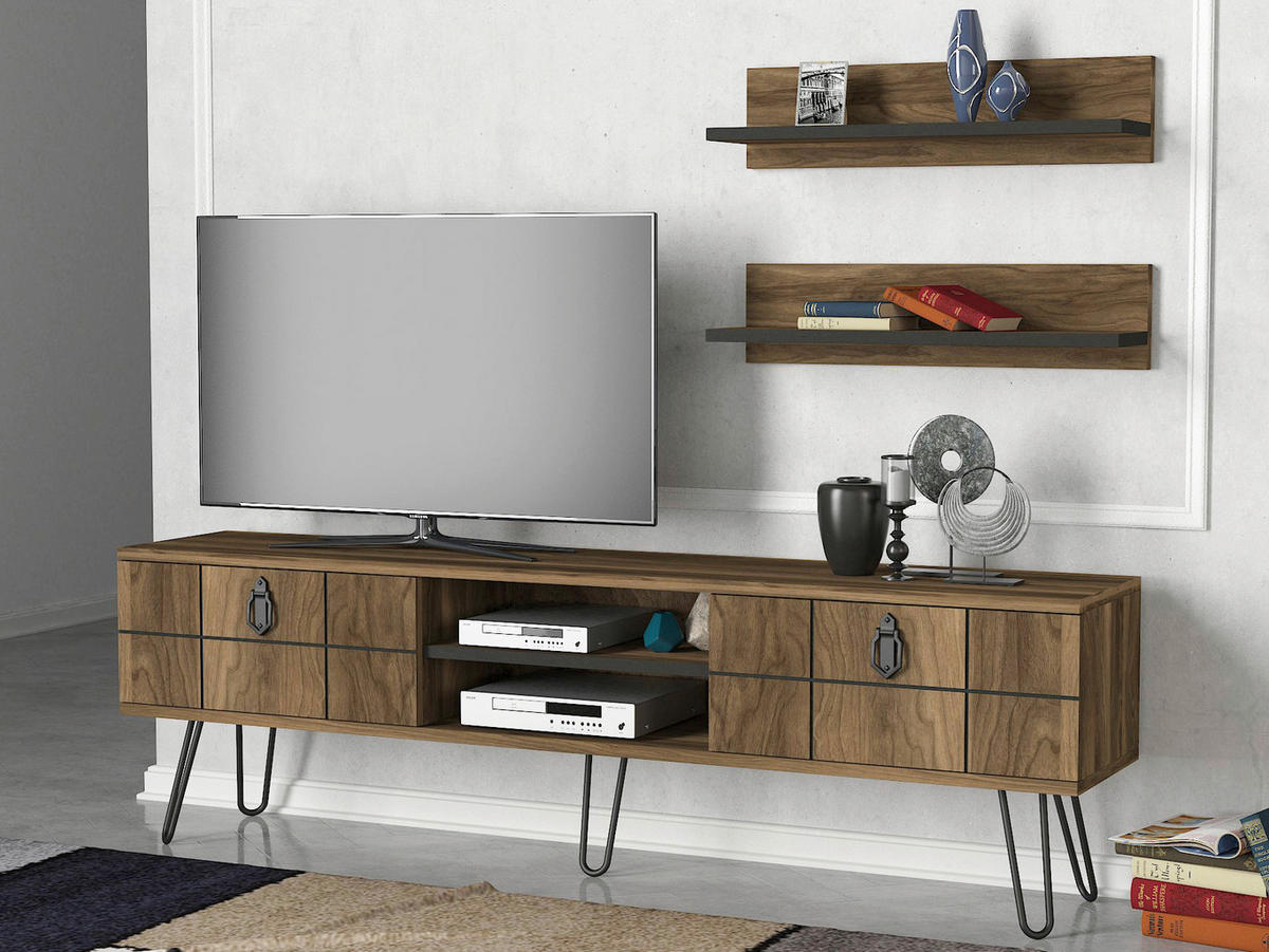 Wohnwand Rialto walnuss Nachbildung B/H/T: ca. 150x46x30 cm Rialto - walnuss (150,00/46,00/30,00cm) - moebel17