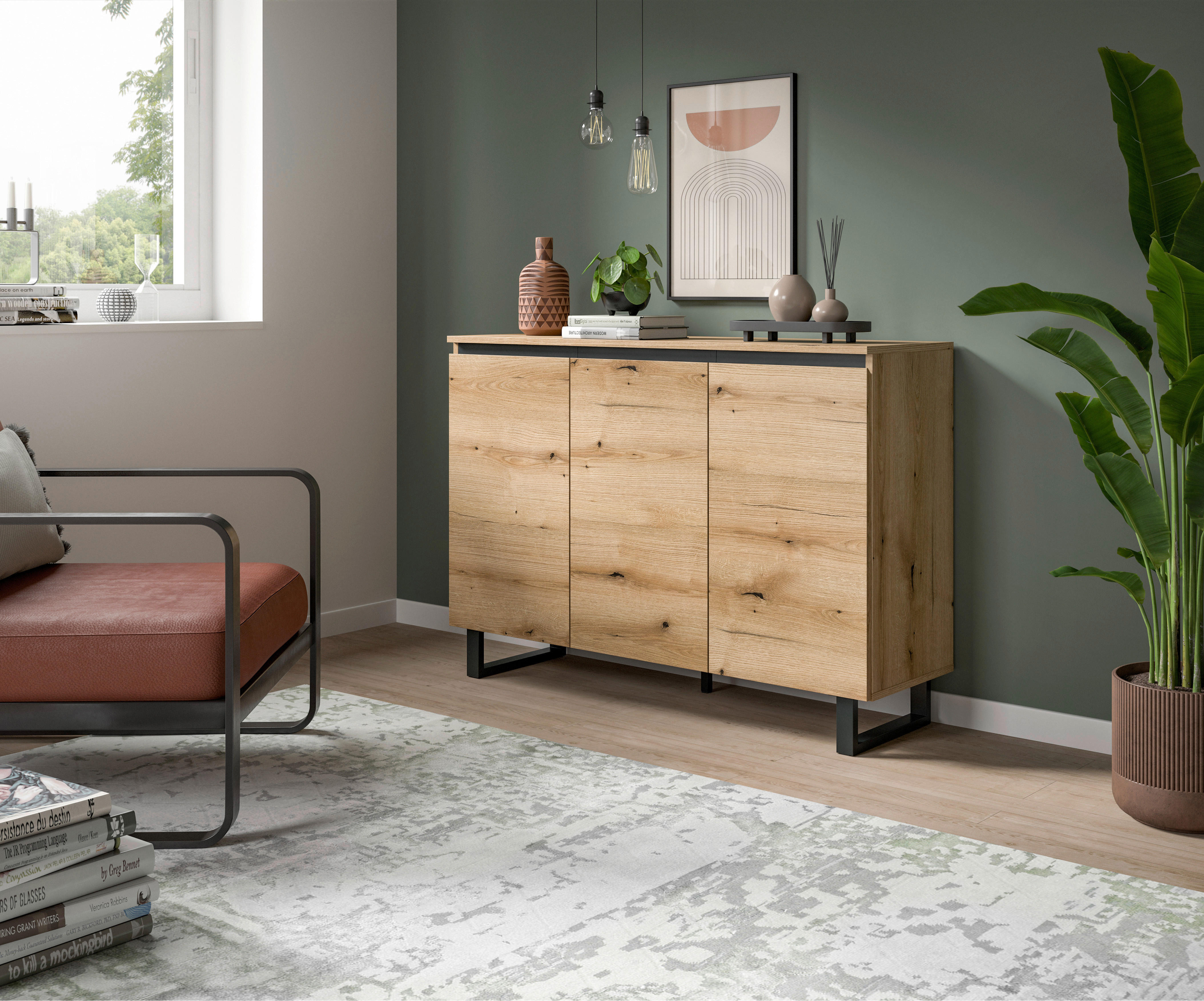 Sideboard Tomasa Evoke Oak Nachbildung schwarz B/H/T: ca. 120x84x36 cm Tomasa - schwarz (120,00/84,00/36,00cm) - xonox.home