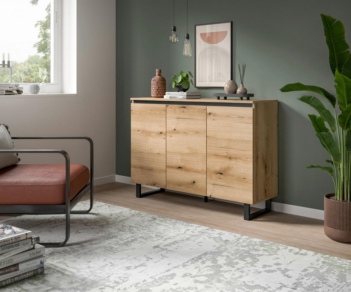 Sideboard Tomasa Evoke Oak Nachbildung schwarz B/H/T: ca. 120x84x36 cm Tomasa - schwarz (120,00/84,00/36,00cm) - xonox.home