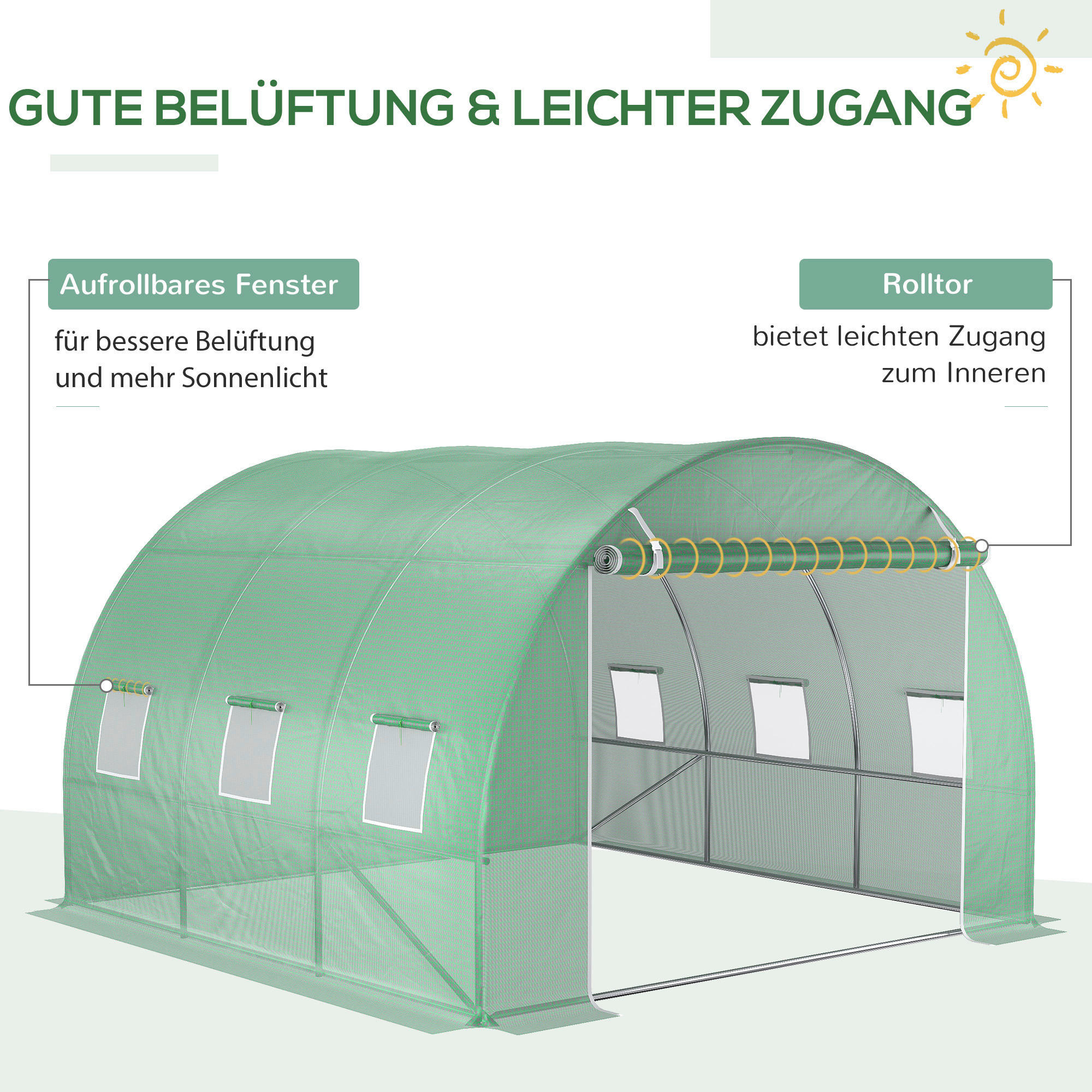 Outsunny Ersatzfolie grün Polyethylen B/H/L: ca. 300x200x300 cm Ersatzfolie - grün (300,00/300,00/200,00cm) - Outsunny