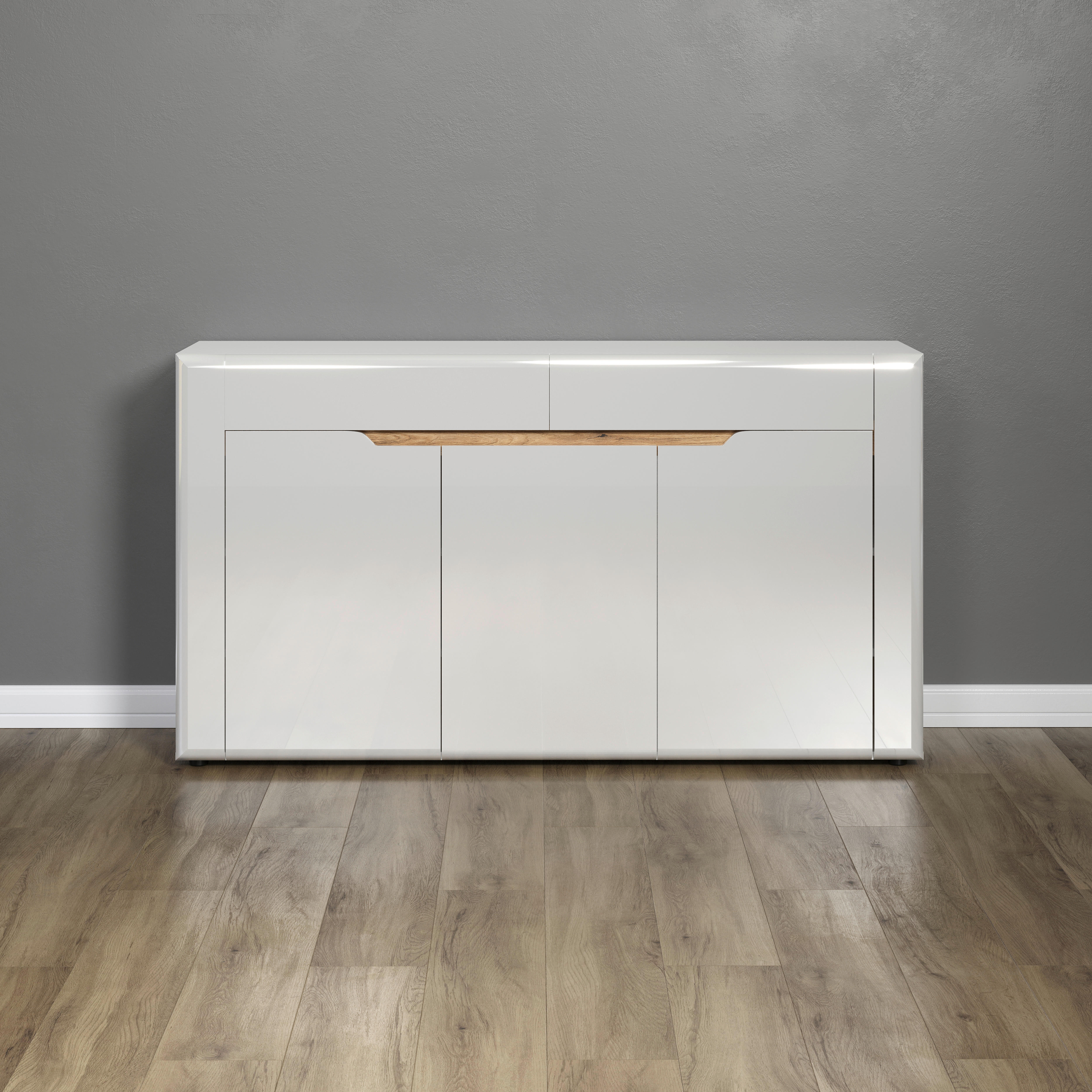 Sideboard Marlon Eiche Evoke Coast Nachbildung weiß Hochglanz B/H/T: ca. 150x84x40 cm Marlon - Eiche/weiß (150,00/84,00/40,00cm)