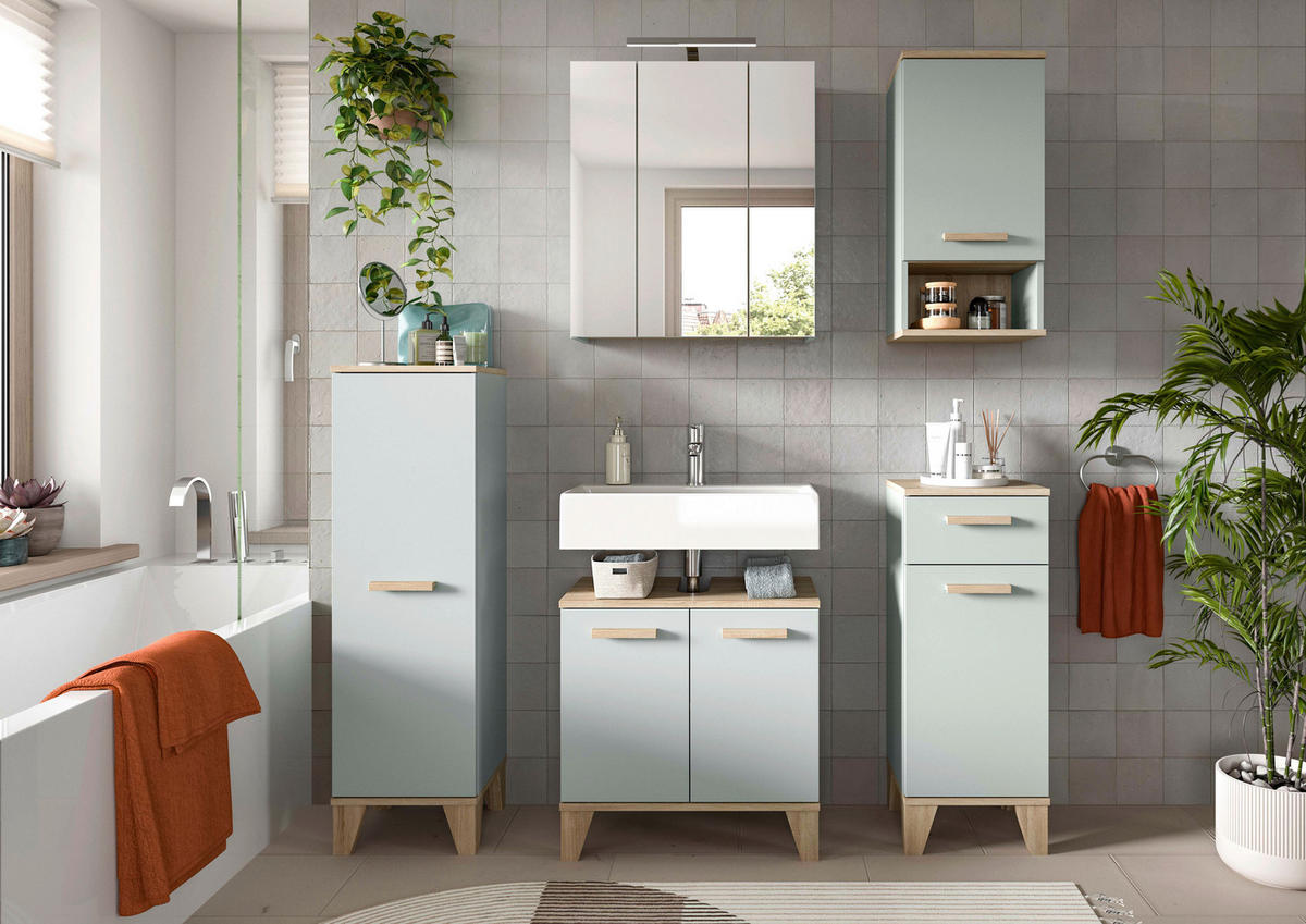 Badezimmer-Set STAR hellgrün Eiche hell Nachbildung B/H/T: ca. 158x190x34 cm STAR - hellgrün (158,00/190,00/34,00cm) - xonox.home