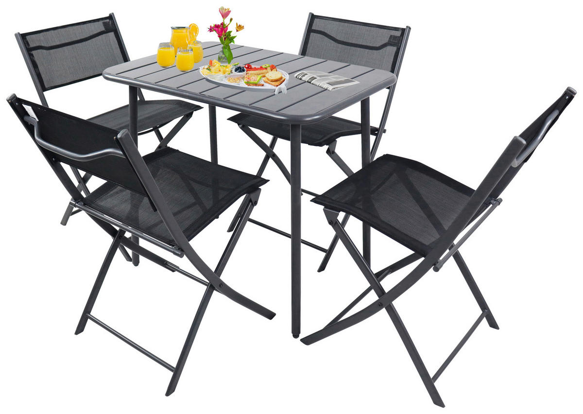 VCM Gartensitzgruppe Sumila schwarz Textilene B/H/L: ca. 80x72x55 cm Sumila - schwarz (55,00/80,00/72,00cm) - VCM